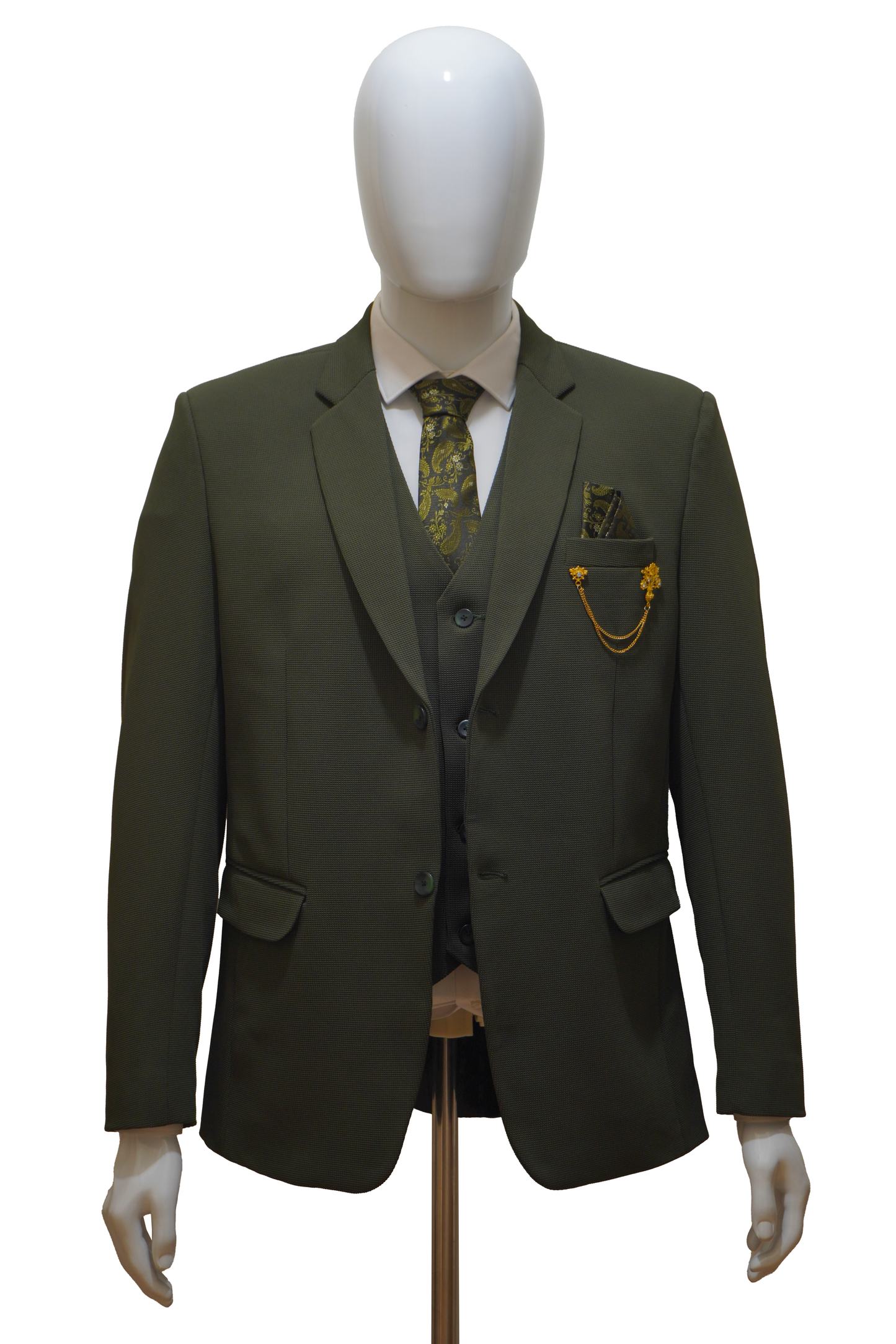 Ashton Men's 3 Piece Khaki Green Suit