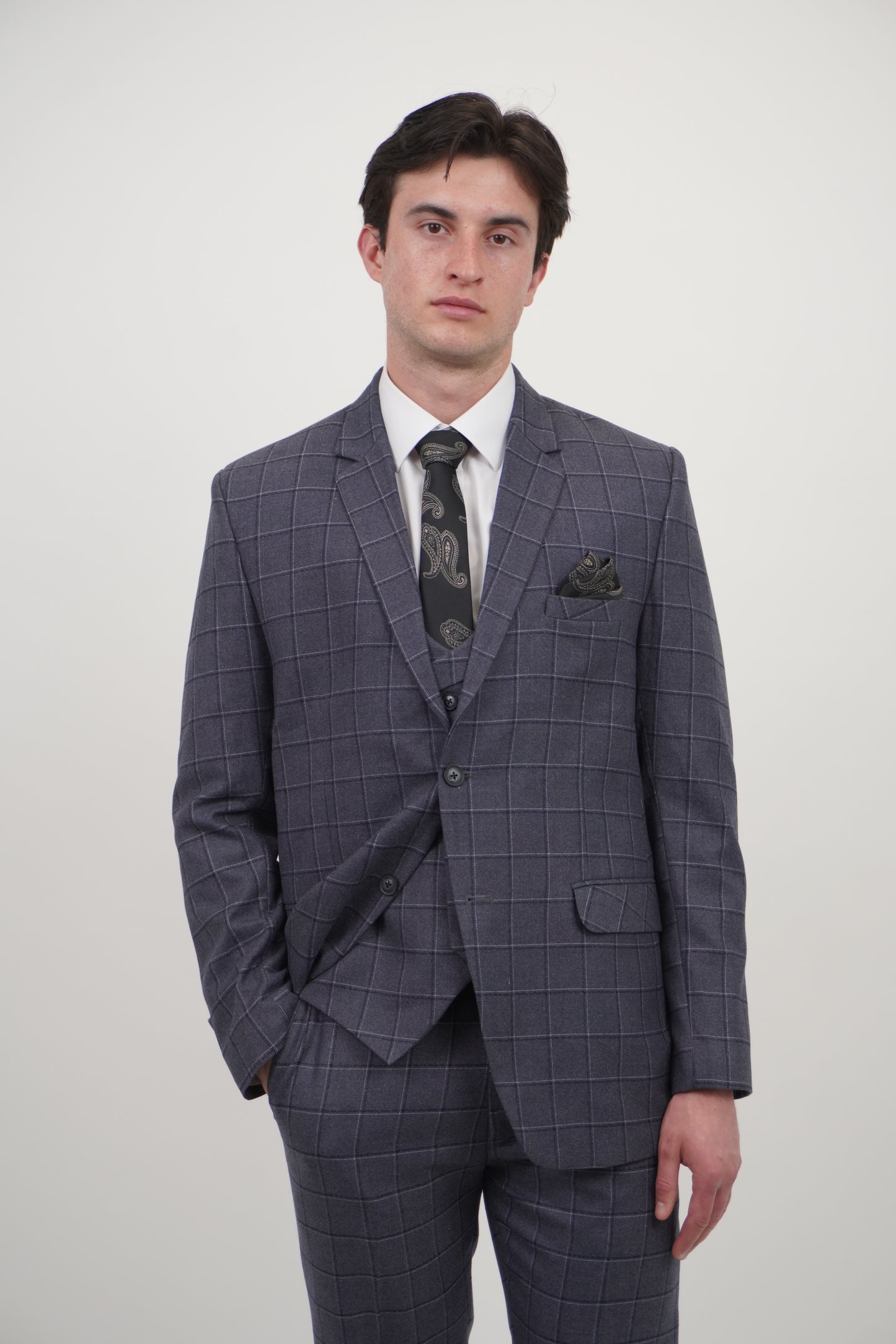 Preston Men's Grey 3 Piece Tweed Suit