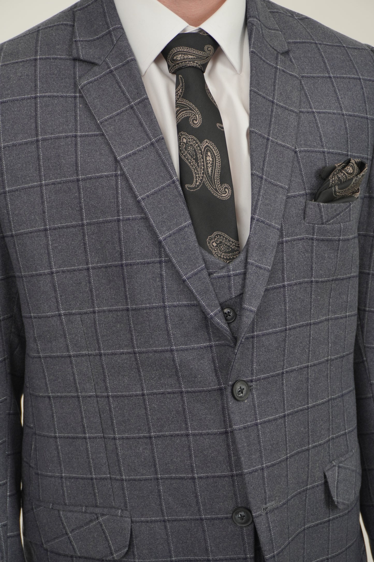 Preston Men's Grey 3 Piece Tweed Suit