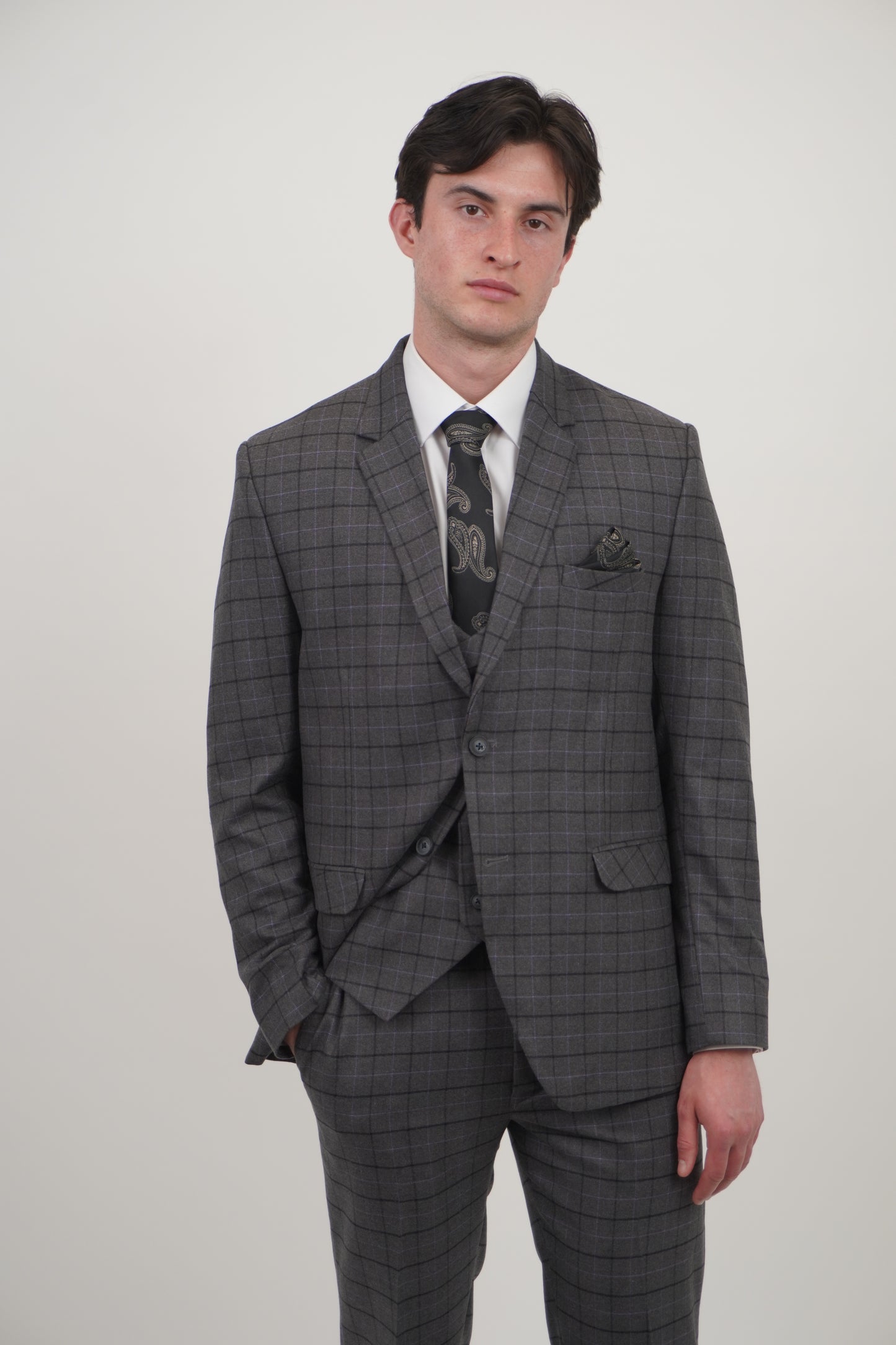 Preston Men's Grey 3 Piece Tweed Suit