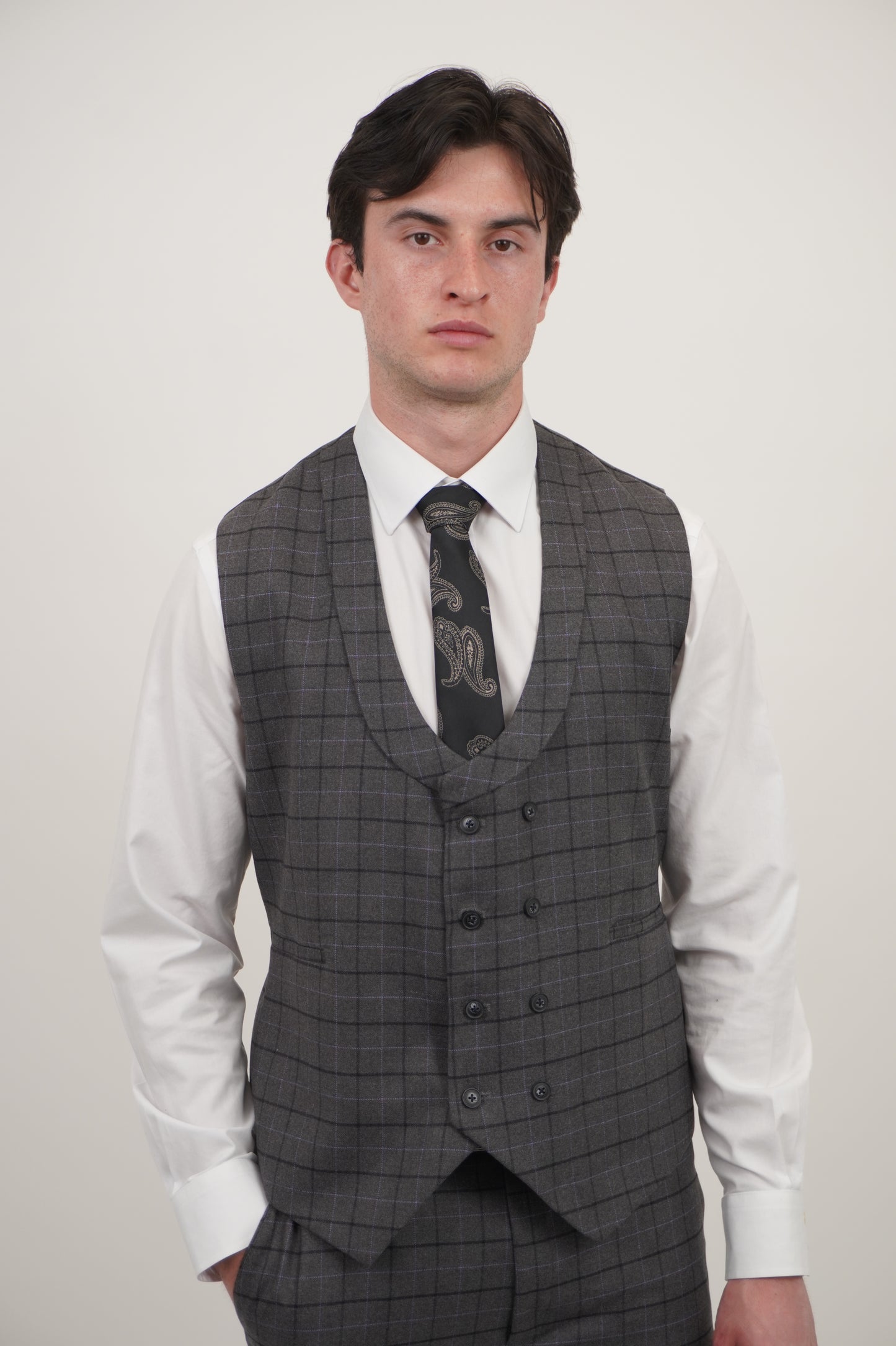 Preston Men's Grey 3 Piece Tweed Suit