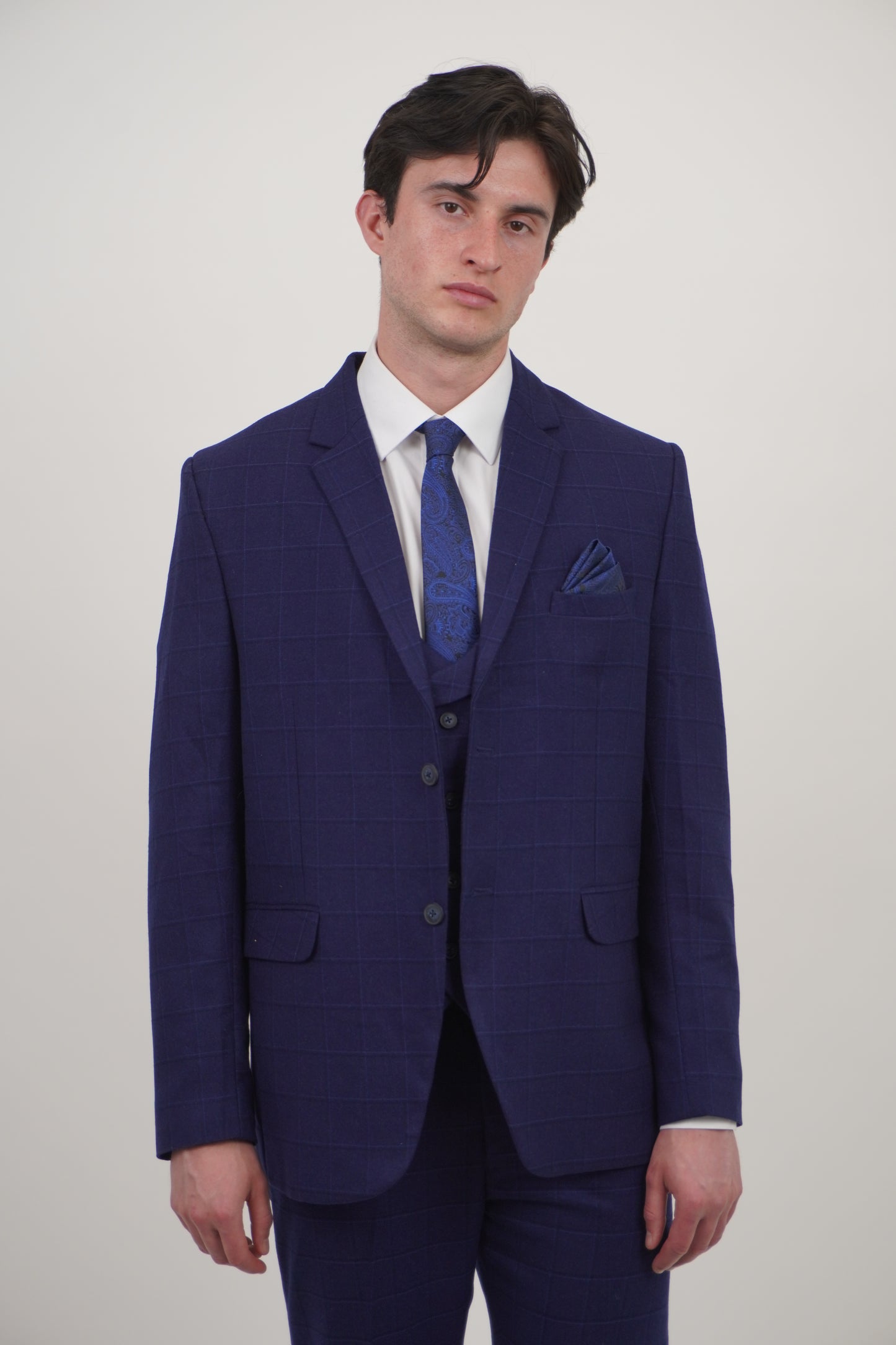 Preston Men's Blue 3 Piece Tweed Suit