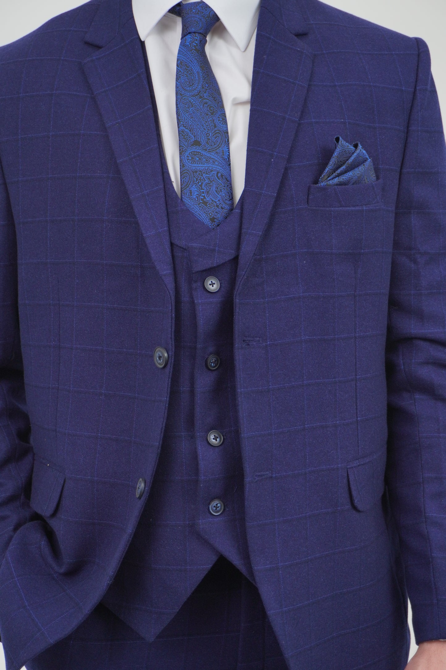 Preston Men's Blue 3 Piece Tweed Suit
