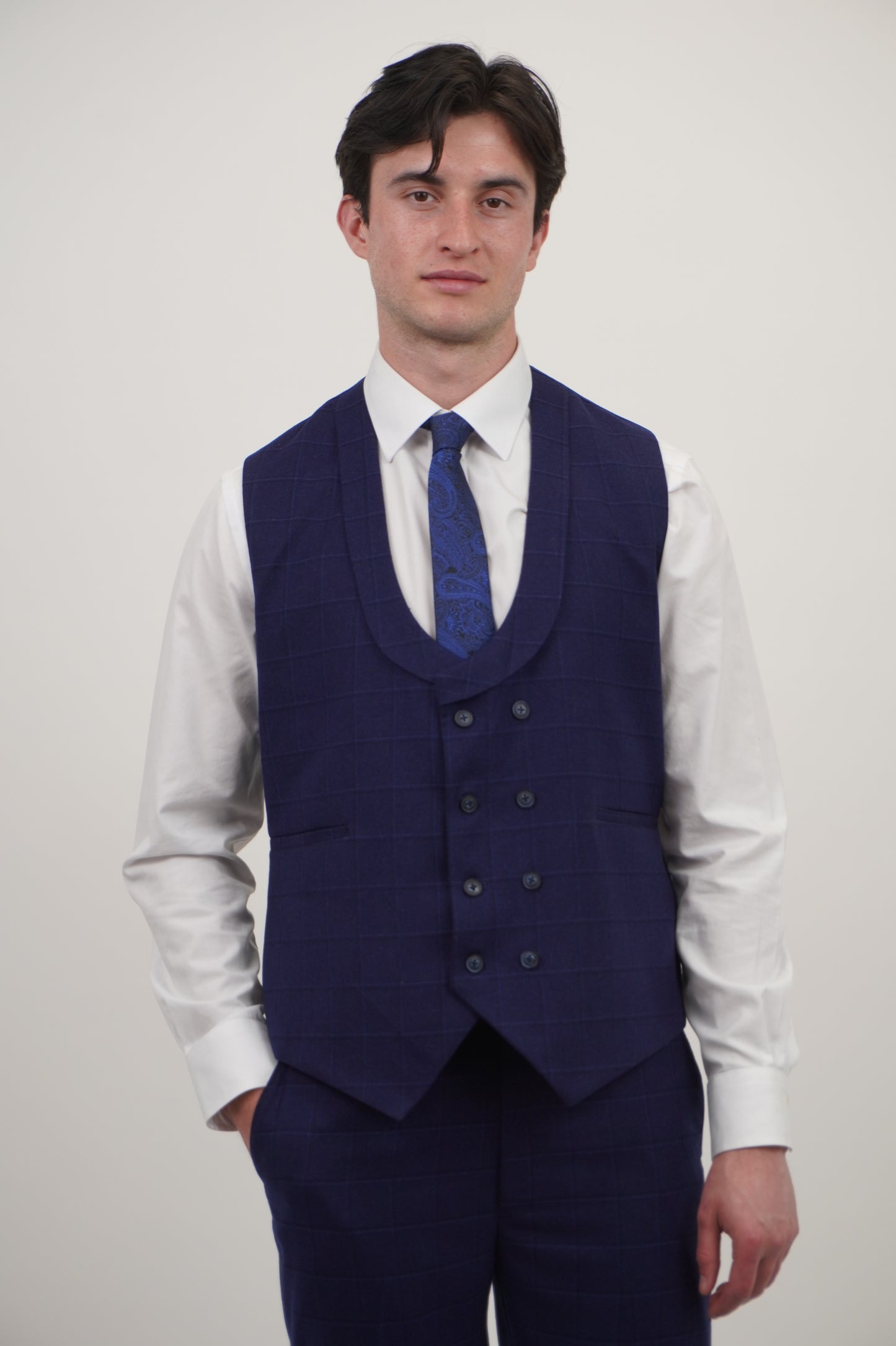 Preston Men's Blue 3 Piece Tweed Suit