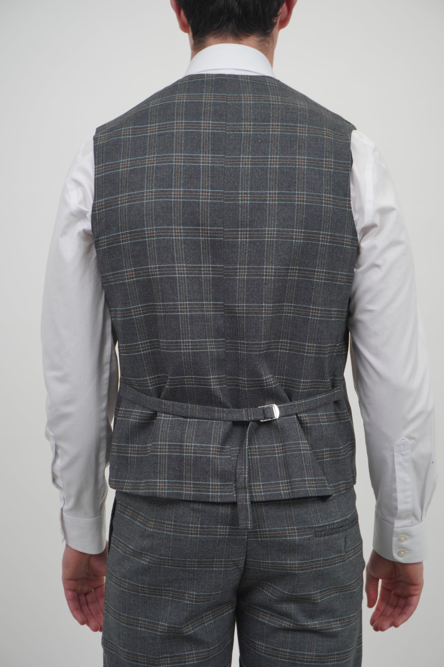 Preston Men's Grey Orange 3 Piece Tweed Suit
