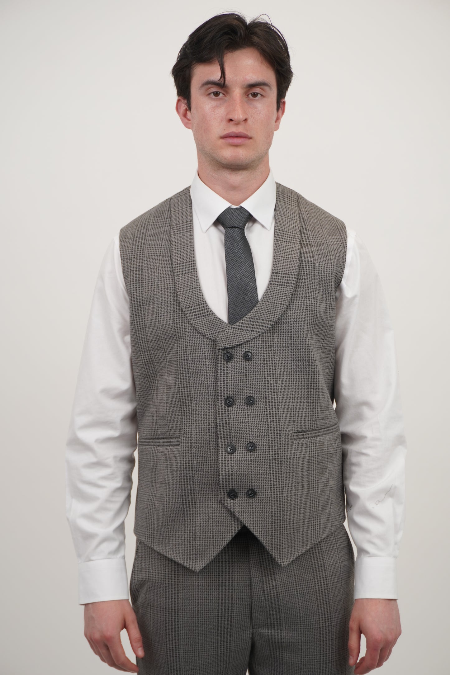 Men's Grey Black 3 Piece Tweed Suit