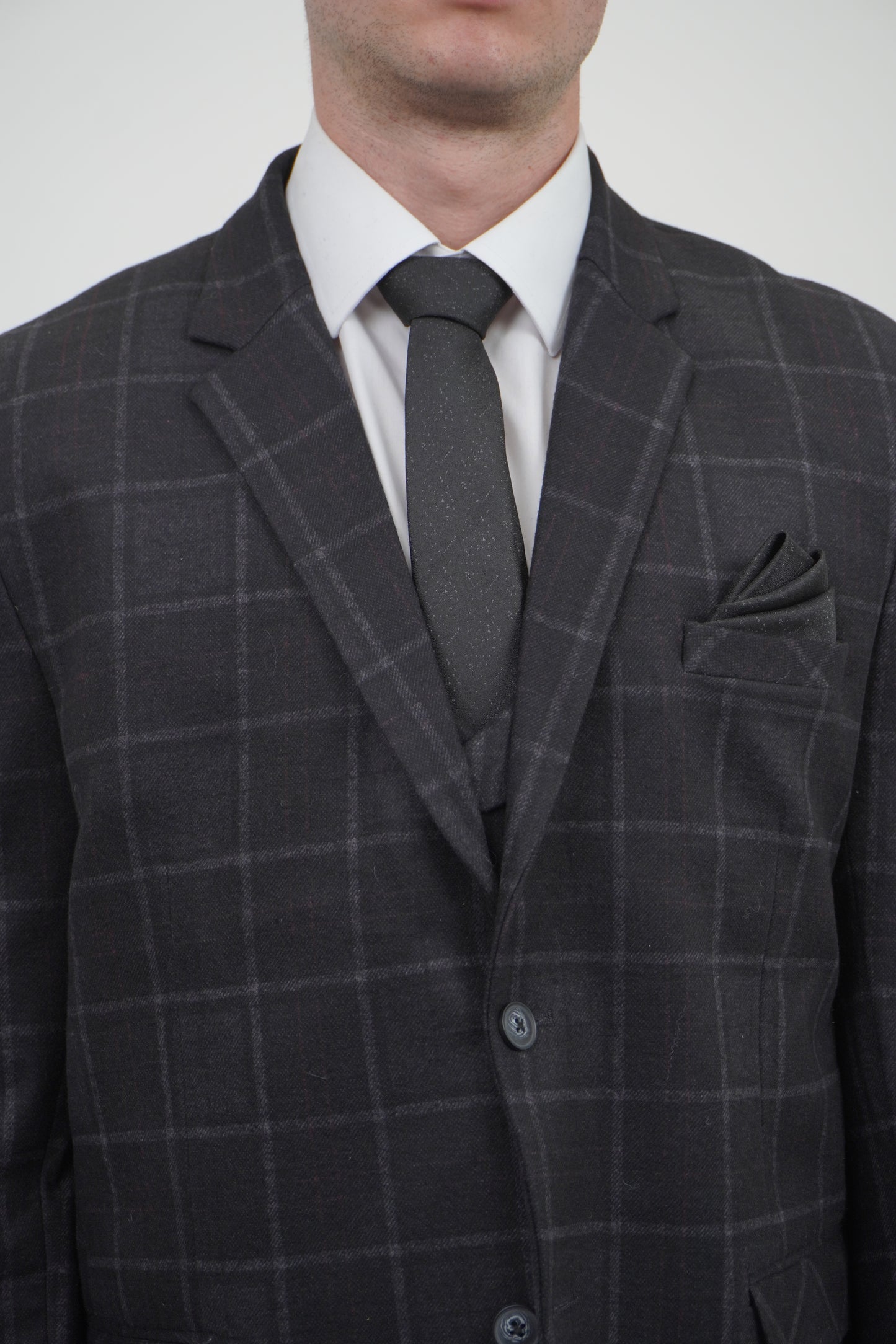 Preston Men's Black 3 Piece Tweed Suit