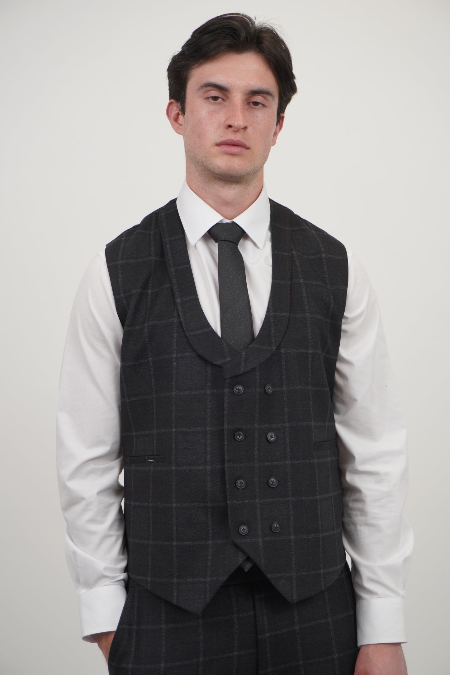 Preston Men's Black 3 Piece Tweed Suit
