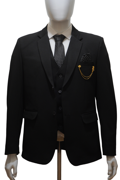 Mens 3 Piece Black Suit