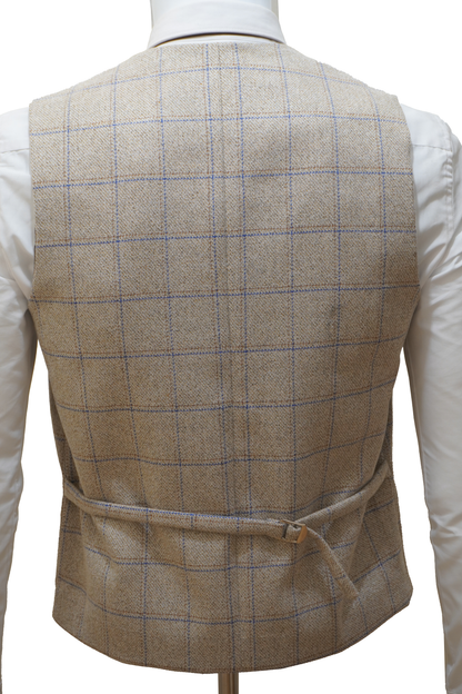 Mens 3 Piece Beige Tweed Suit