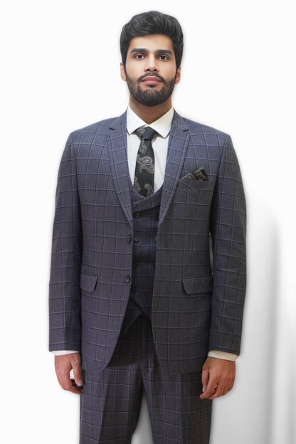 Preston Men's Grey 3 Piece Tweed Suit