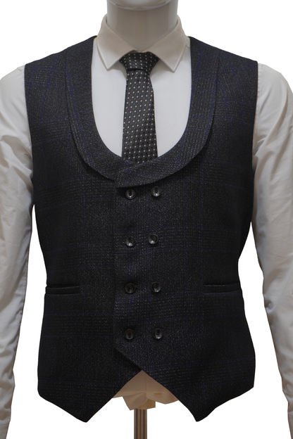 Mens 3 Piece Black Tweed Suit