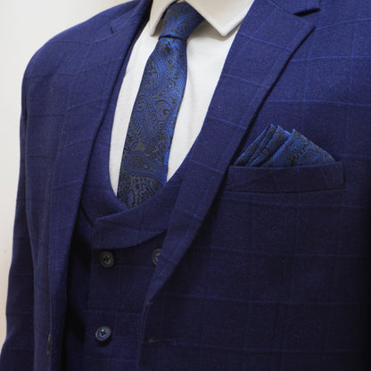 Preston Men's Blue 3 Piece Tweed Suit