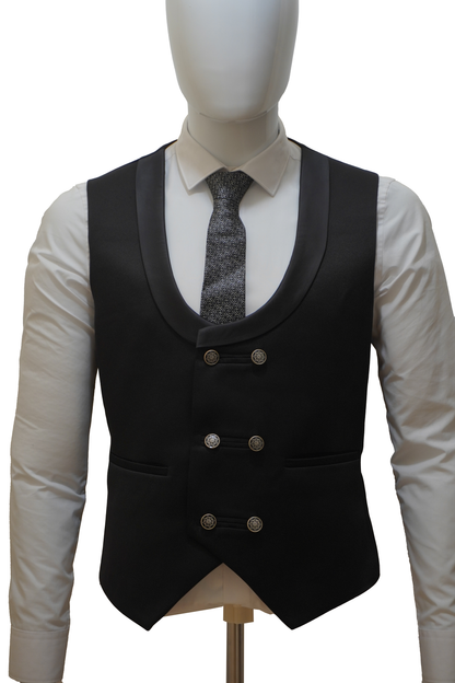 Mens 3 Piece Black Tuxedo with Chess Pattern Jacket