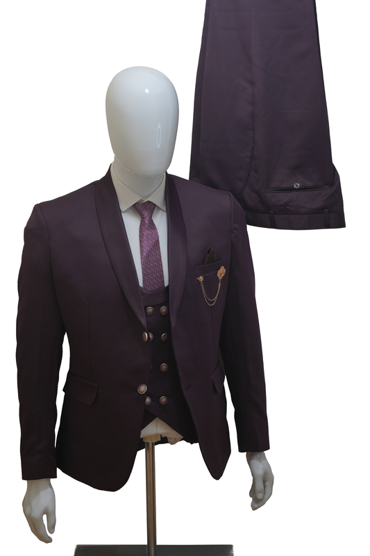 Mens 3 Piece Purple Tuxedo