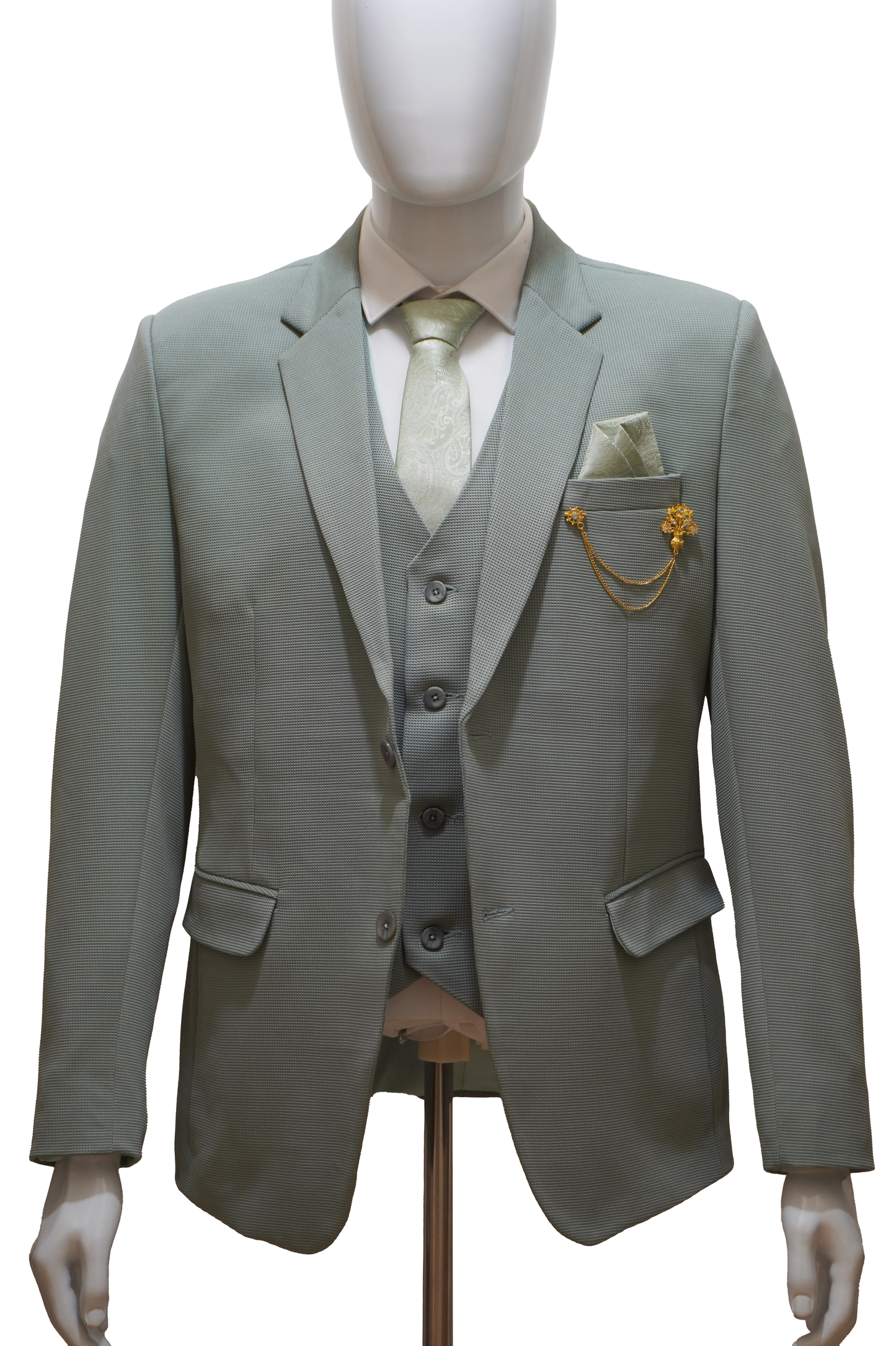 Mens 3 Piece Teal Suit