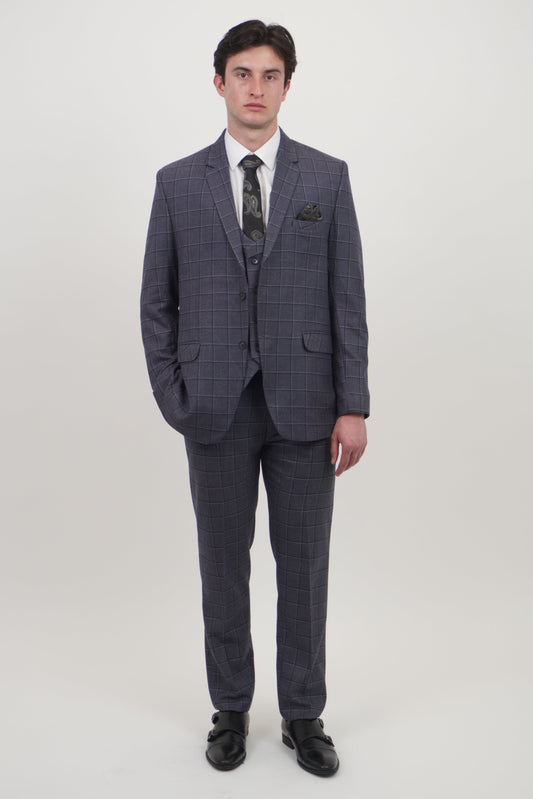 Preston Men's Grey 3 Piece Tweed Suit