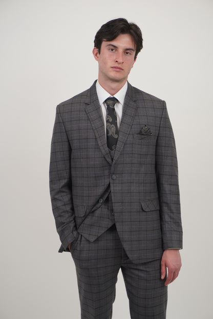 Preston Men's Grey 3 Piece Tweed Suit