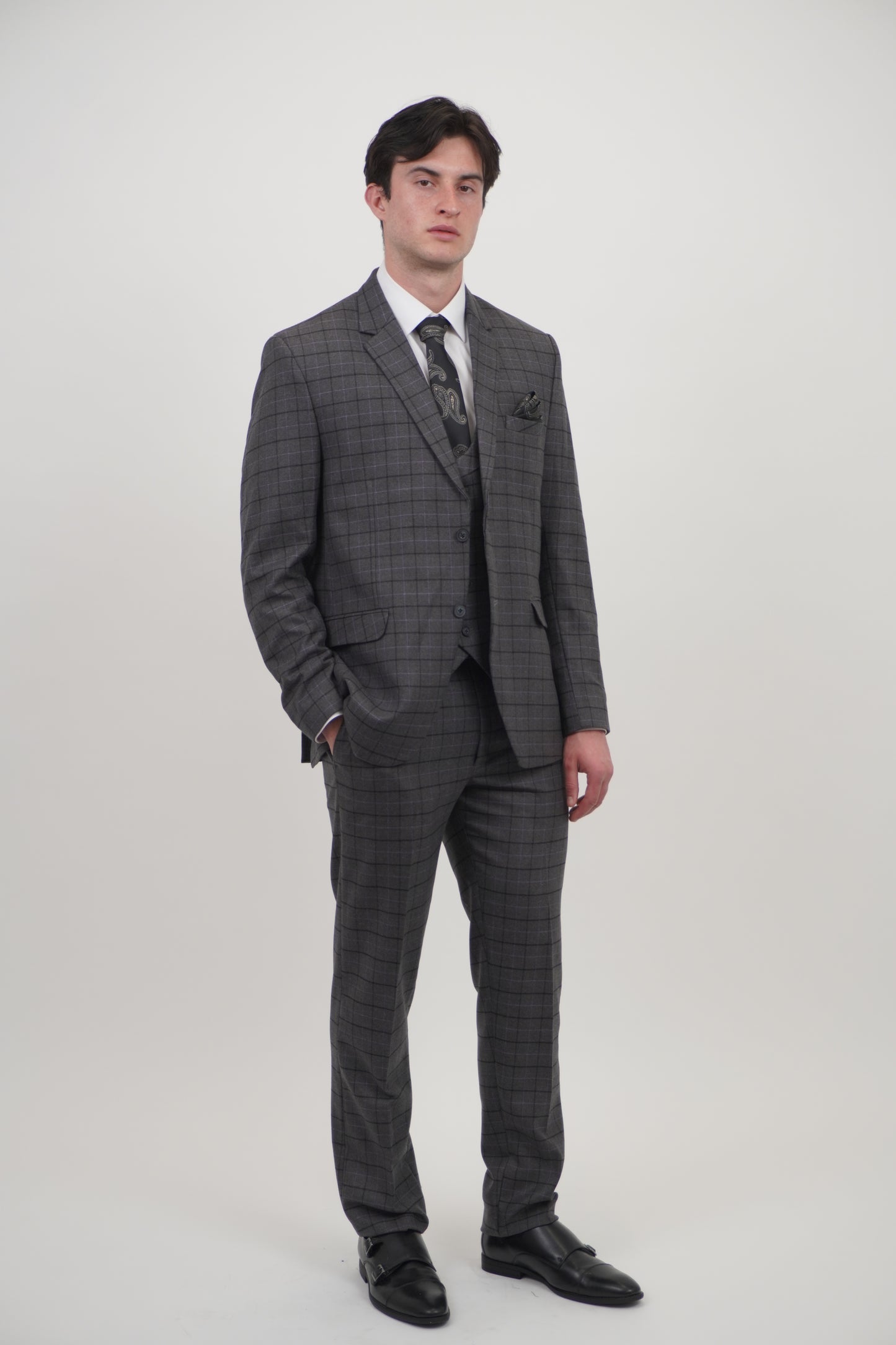 Preston Men's Grey 3 Piece Tweed Suit