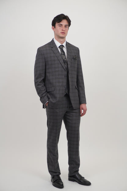 Preston Men's Grey 3 Piece Tweed Suit