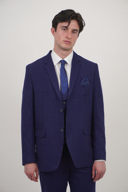 Preston Men's Blue 3 Piece Tweed Suit