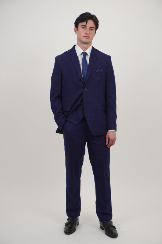 Preston Men's Blue 3 Piece Tweed Suit