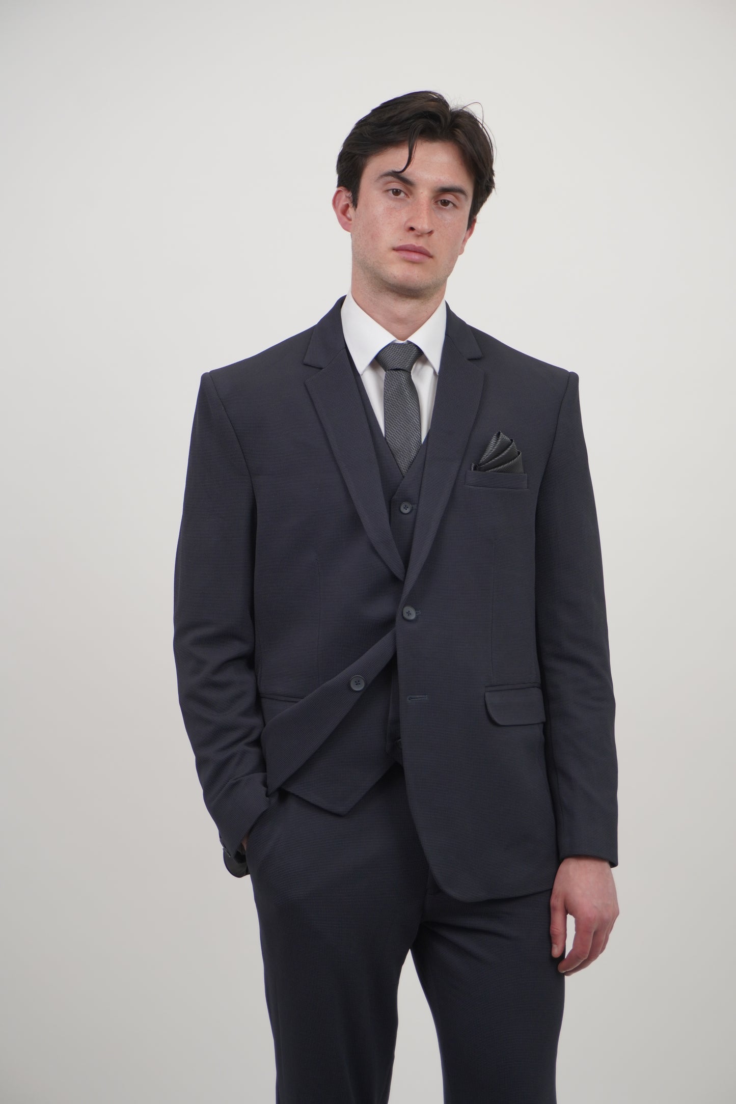 Ashton Men's 3 Piece Dark Grey Suit