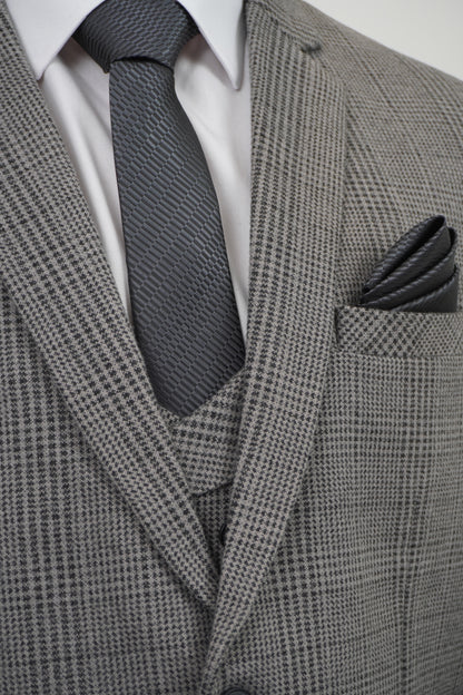 Men's Grey Black 3 Piece Tweed Suit