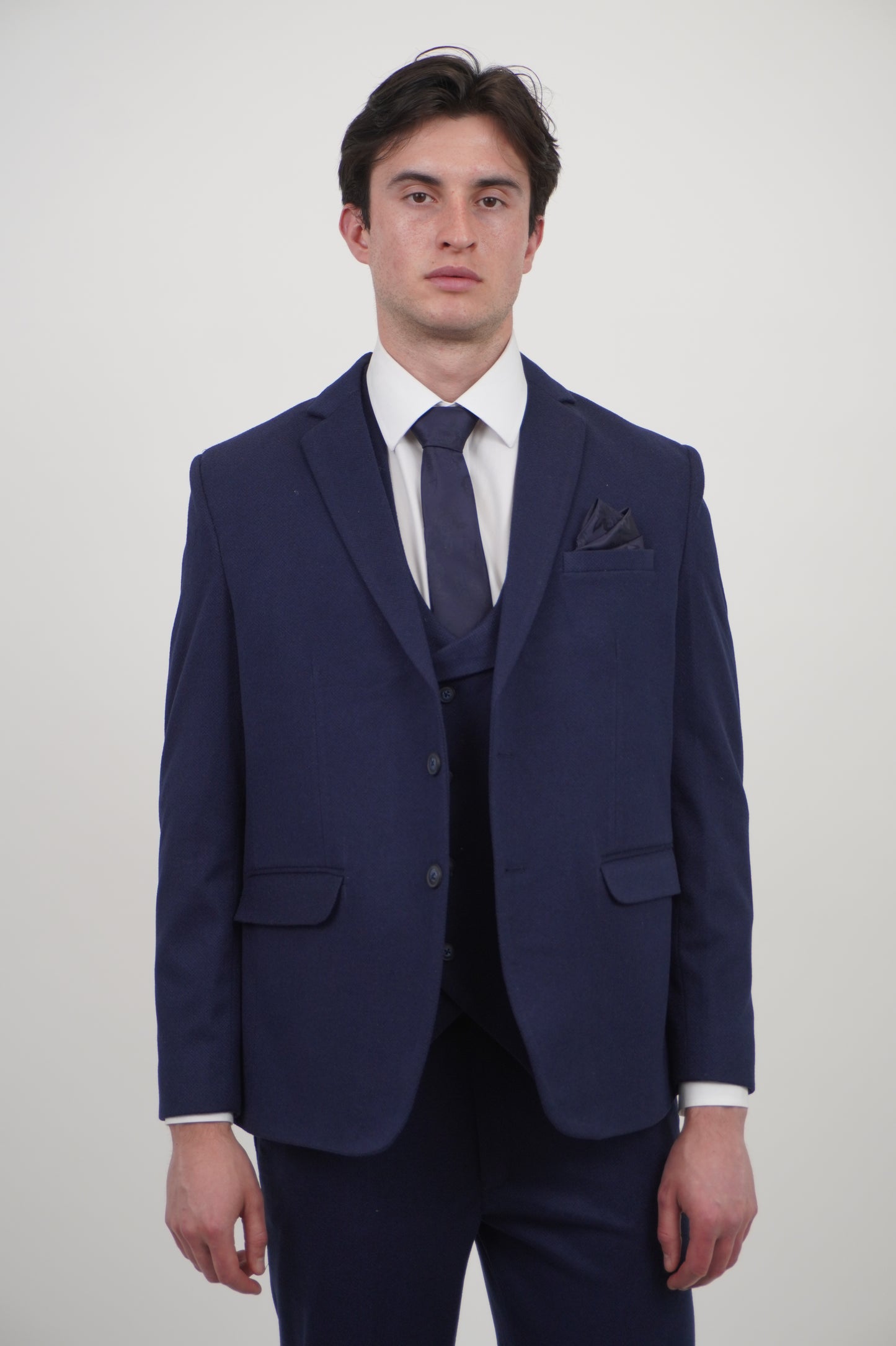 Men's Blue 3 Piece Tweed Suit