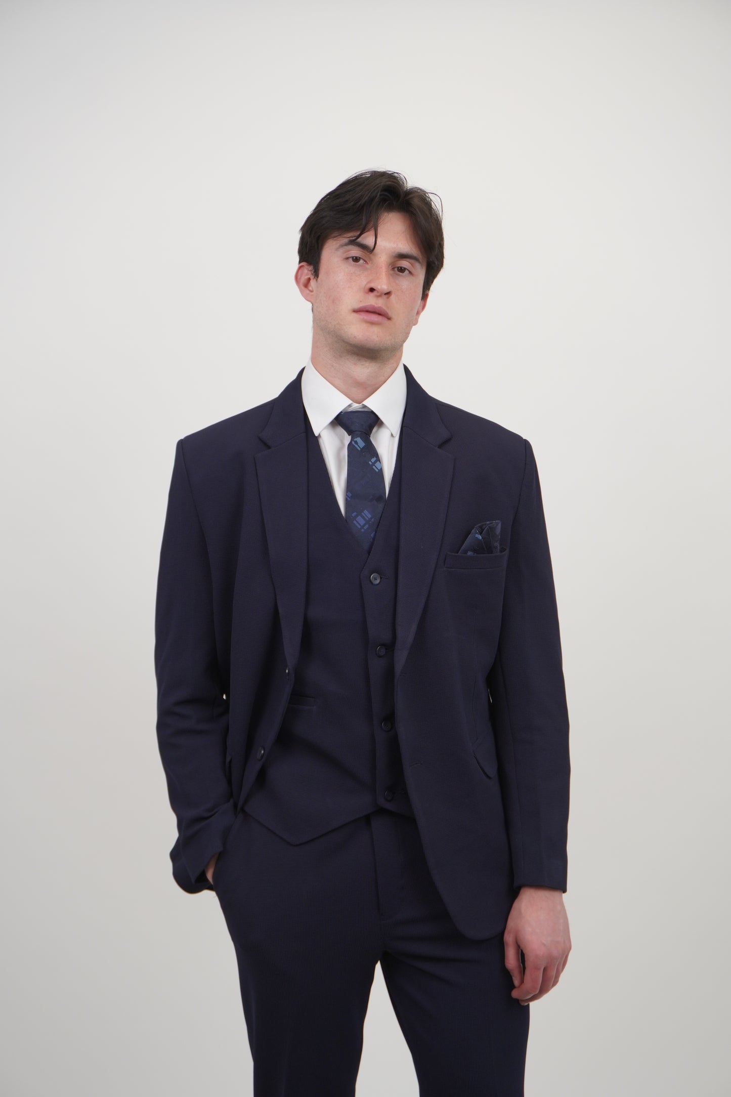 Ashton Mens 3 Piece Navy Blue Suit