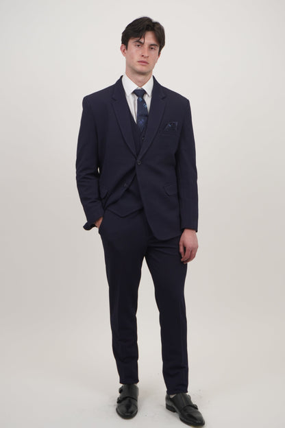 Ashton Mens 3 Piece Navy Blue Suit
