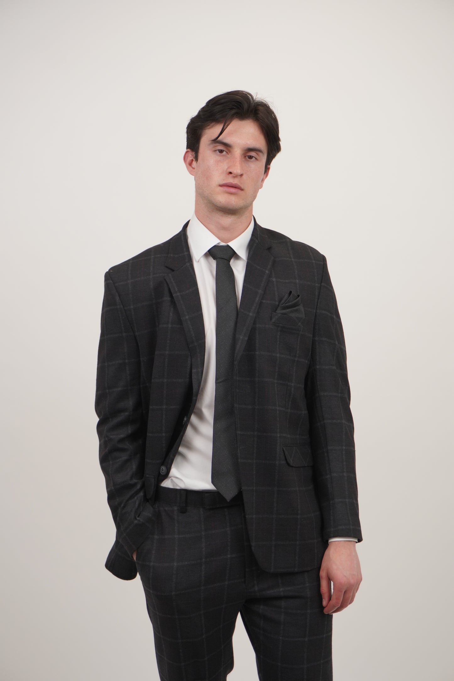 Preston Men's Black 2 Piece Tweed Suit